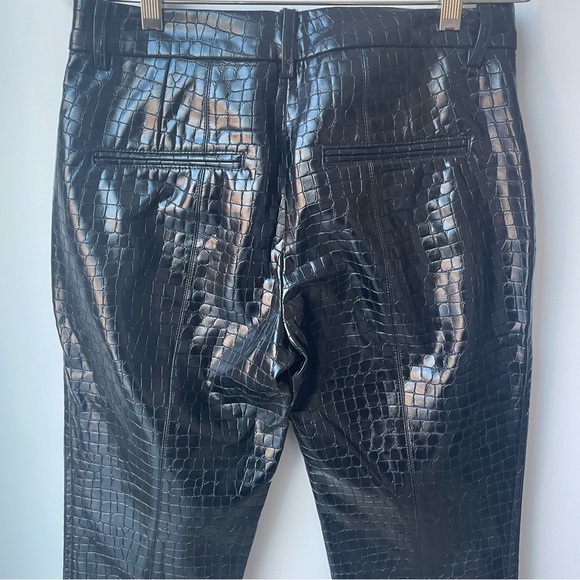 ZARA TROUSERS CROCO ANIMAL EFFECT FAUX LEATHER PANTS BLACK - Picture 4 of 8